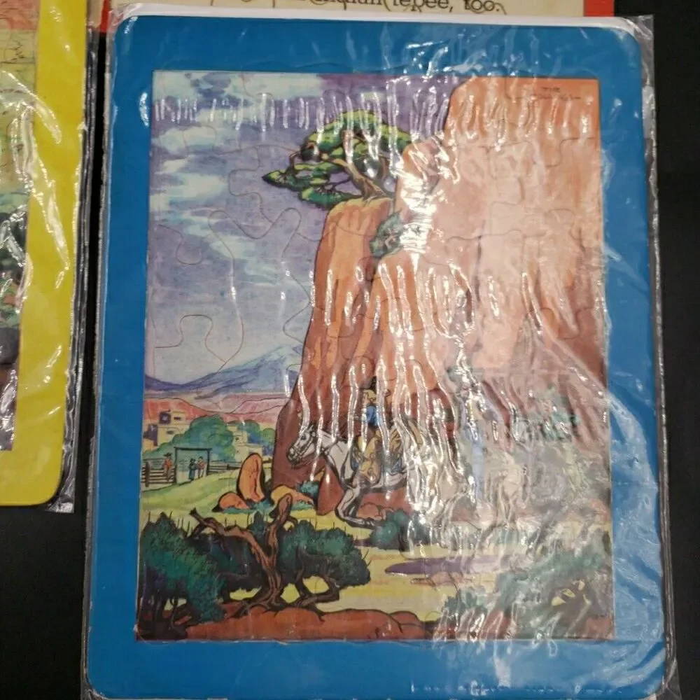 Vintage Jigsaw Picture Puzzle LOT of 8 Childrens 1940s Southwestern Nostalgia